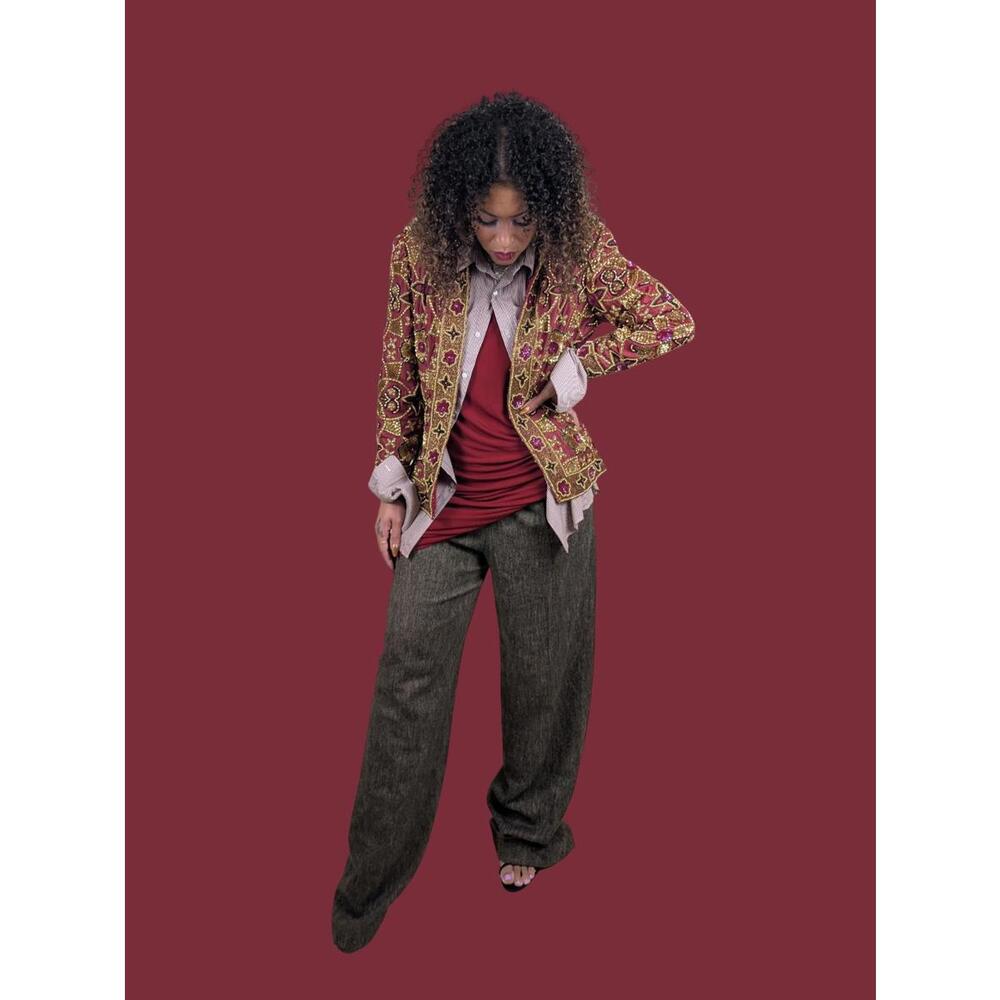 1980's silk burgundy heavily sequinned jacket